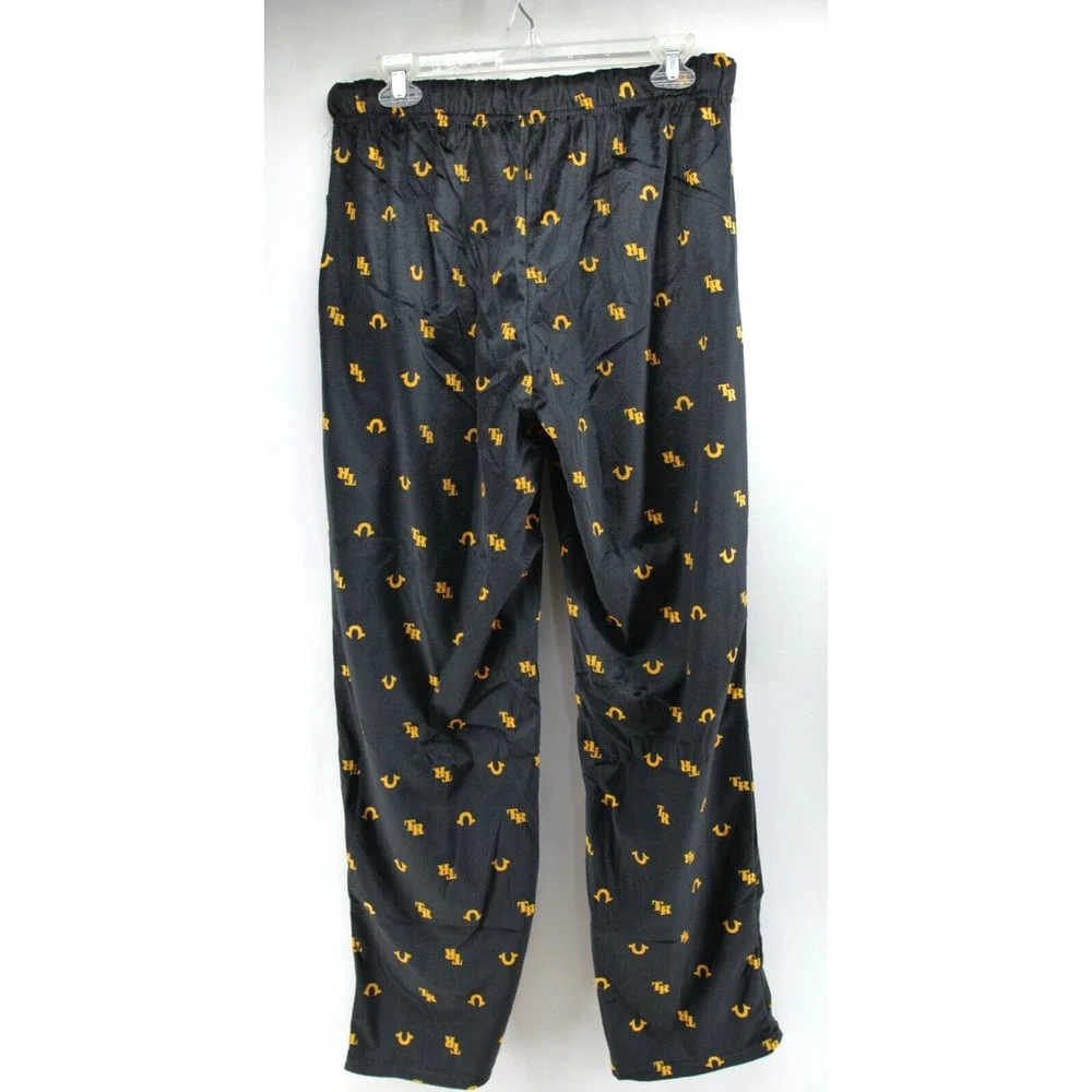 TRUE RELIGION Men's L LOUNGEWEAR FLEECE PANTS ALLOVER‎ HORSESHOE PRINT LOGO